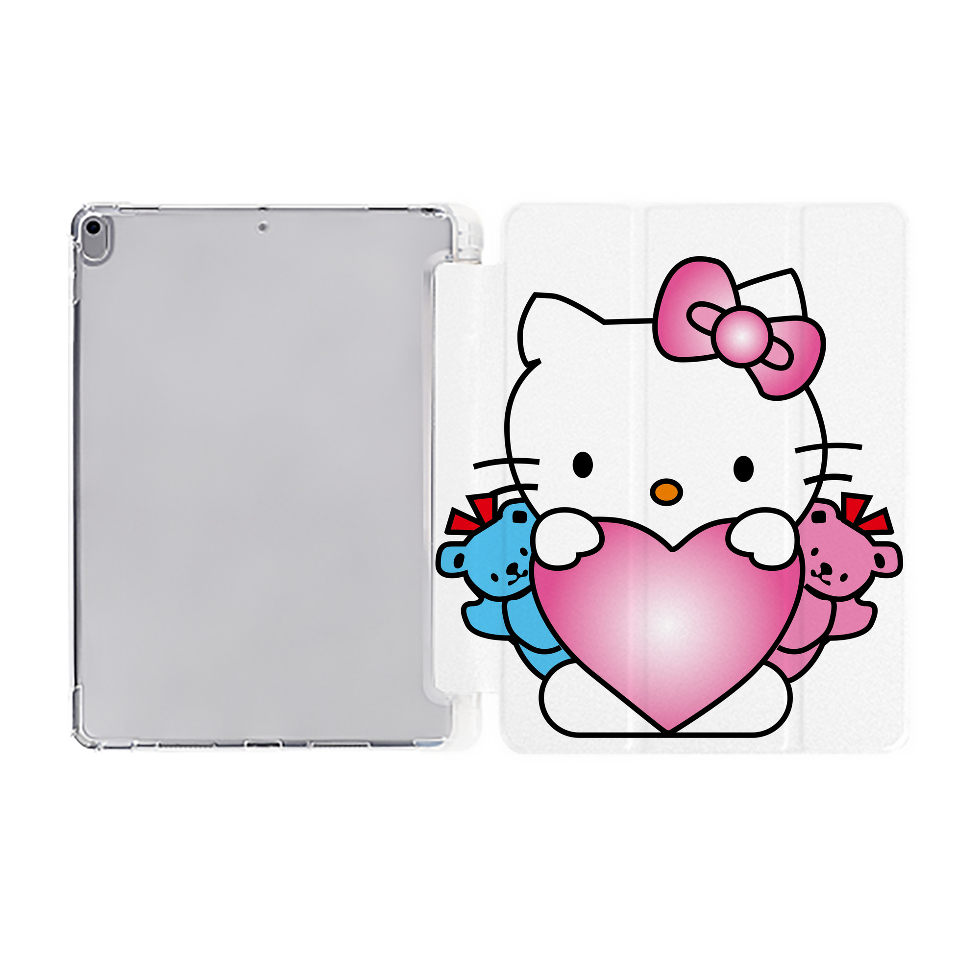 （画像用） Hello Kitty ハローキティ IPad ケース ペン収納付き 三つ折りスタンド PUレザー×シリコン 対応機種9.5/10.5/10.9インチ